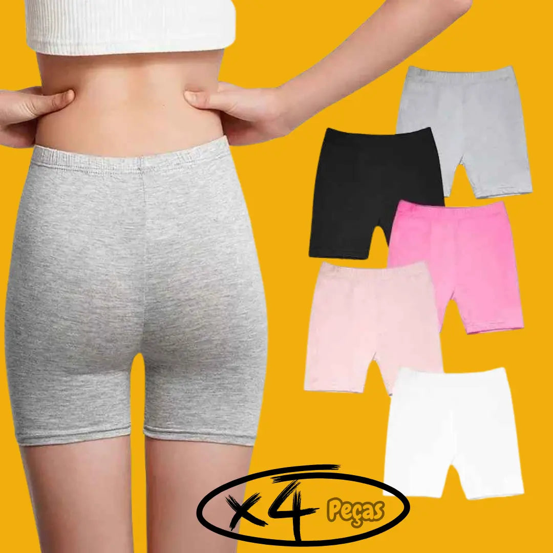 Kit Short Leggins Curta Moda Dança Confortável - 4 Peças - Luci