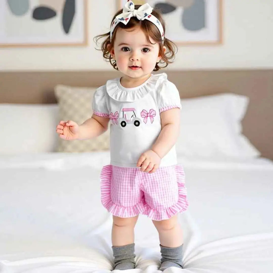 Conjunto Camisa Manga Curta + Shorts Xadrez Plissado 2 Peças - Rosina