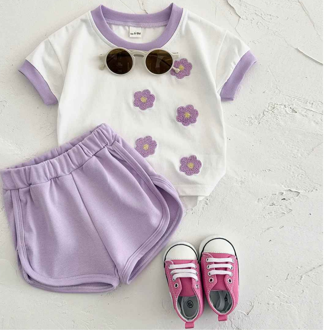 Conjunto de Roupas Bordado em Flor Toalha 2 Peças - Patry