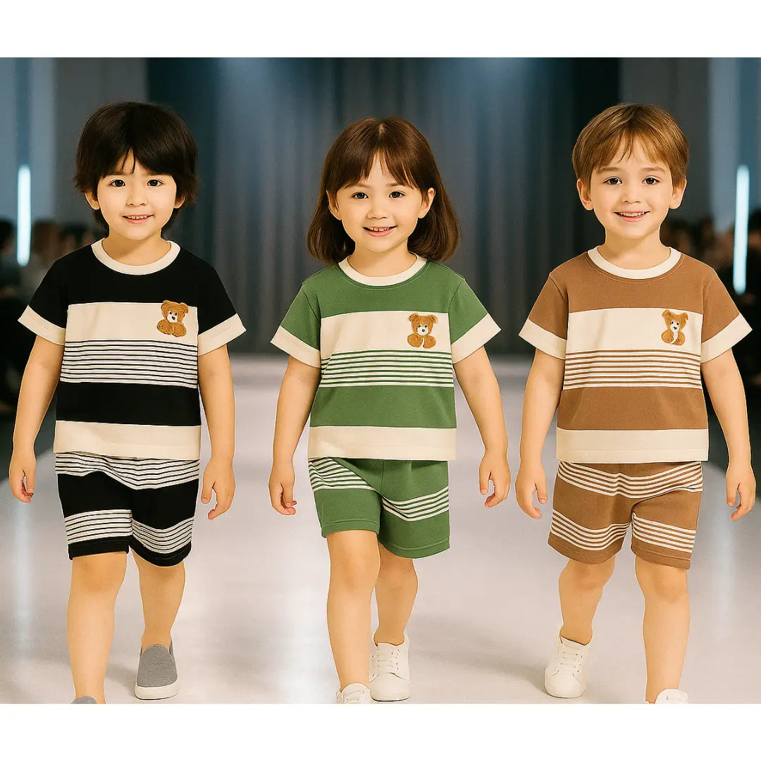 Kit Camiseta + Shorts Listrado 6 Peças - Julyo