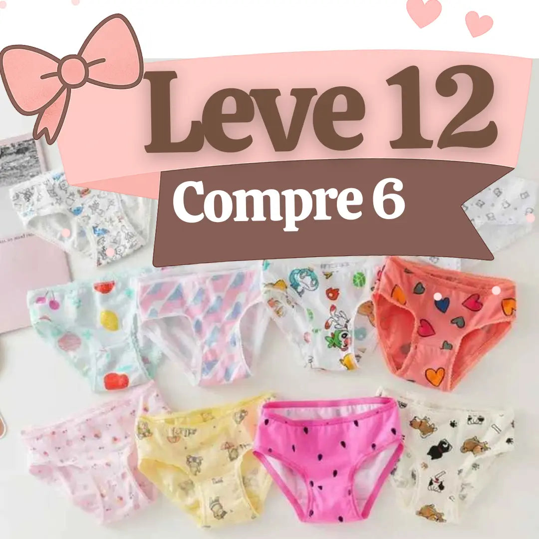 Kit Calcinhas de Algodão Macias e Leve - Cida - LEVE 12 COMPRE 6