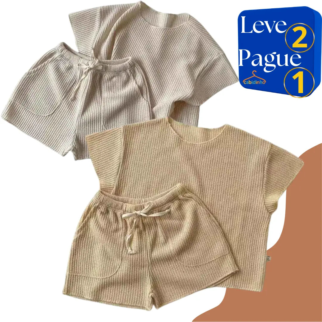 Conjunto Verão Camiseta Manga Curta e Shorts Leve 2 Pague 1 - Shellby