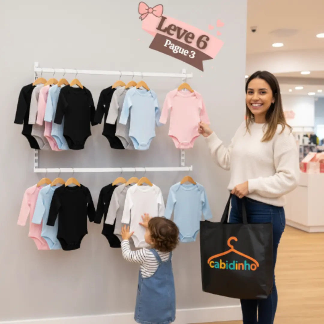 Kit Bodysuit de Algodão Manga Longa Leve 6 Pague 3 - Sam