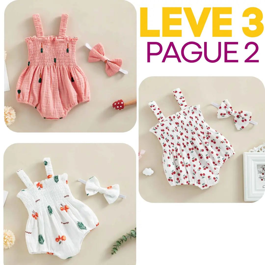 Conjunto Macacão sem Mangas com Estampa Recém-Nascido - Leve 3 Pague 2 - Cocco