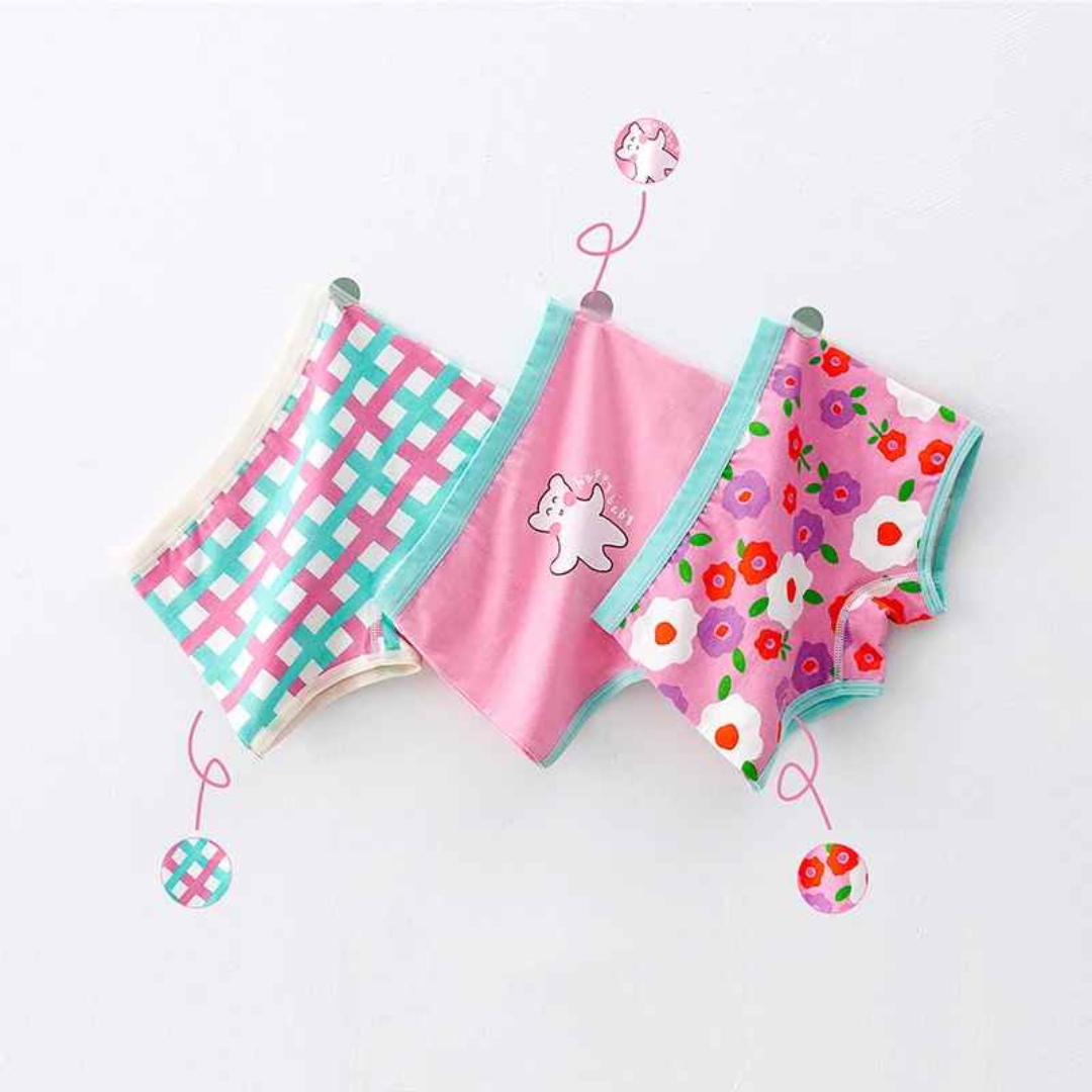 Kit Calcinha Crianças Floral 3 Peças  - Cabintima