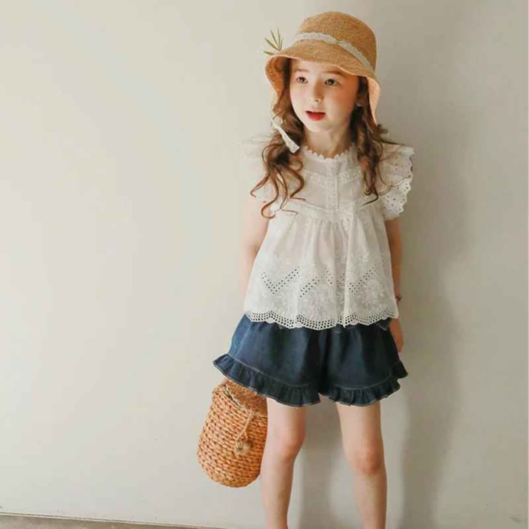 Shorts Jeans com Cinto Estilo Princesa Vintage de Verão - Valentina