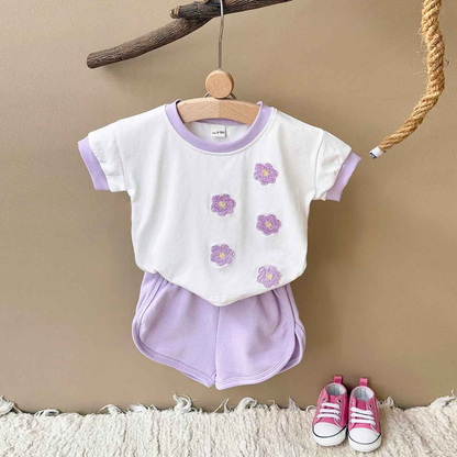 Conjunto de Roupas Bordado em Flor 2 Peças - Patry