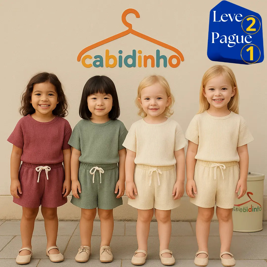 Conjunto Verão Camiseta Manga Curta e Shorts Leve 2 Pague 1 - Shellby