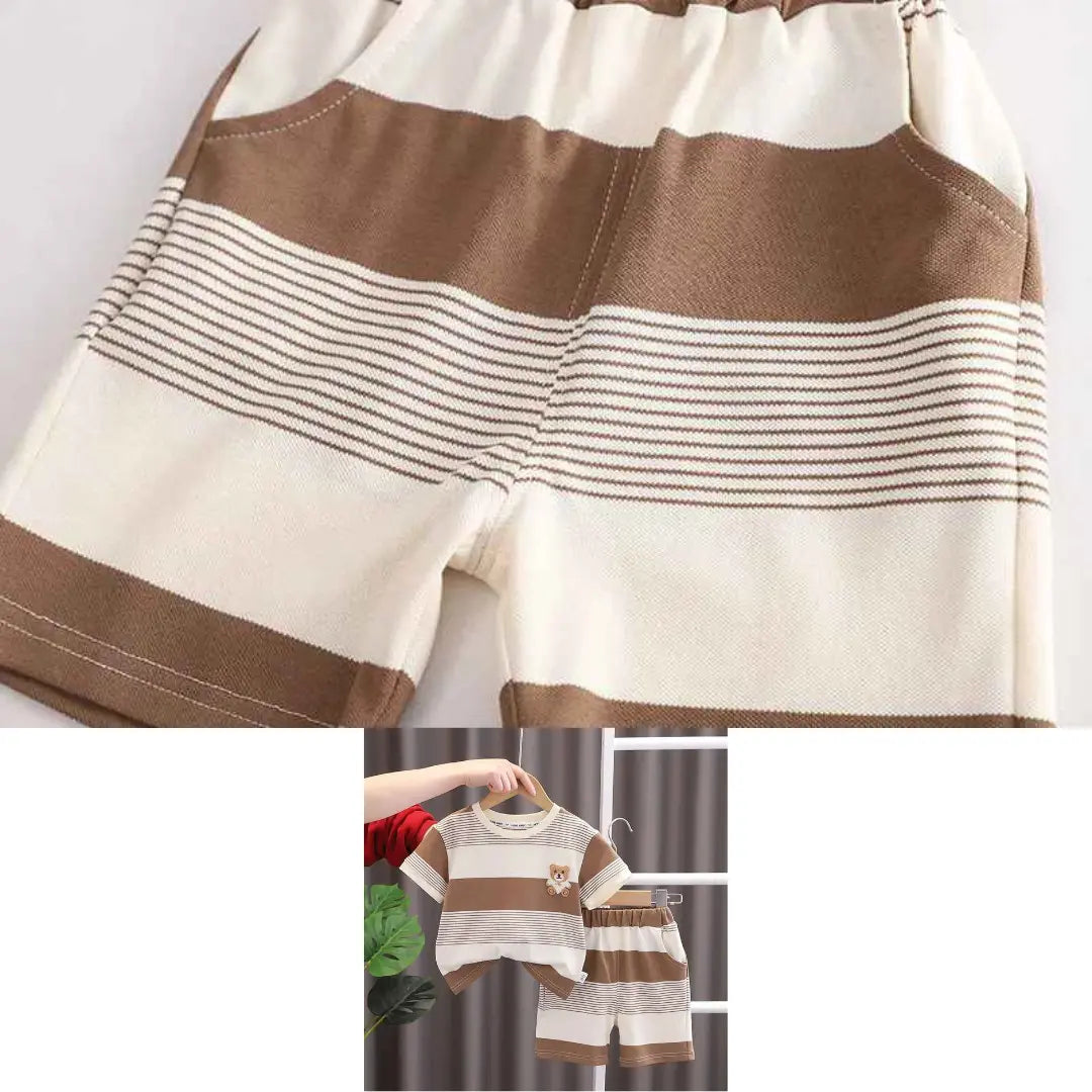 Kit Camiseta + Shorts Listrado 6 Peças - Julyo