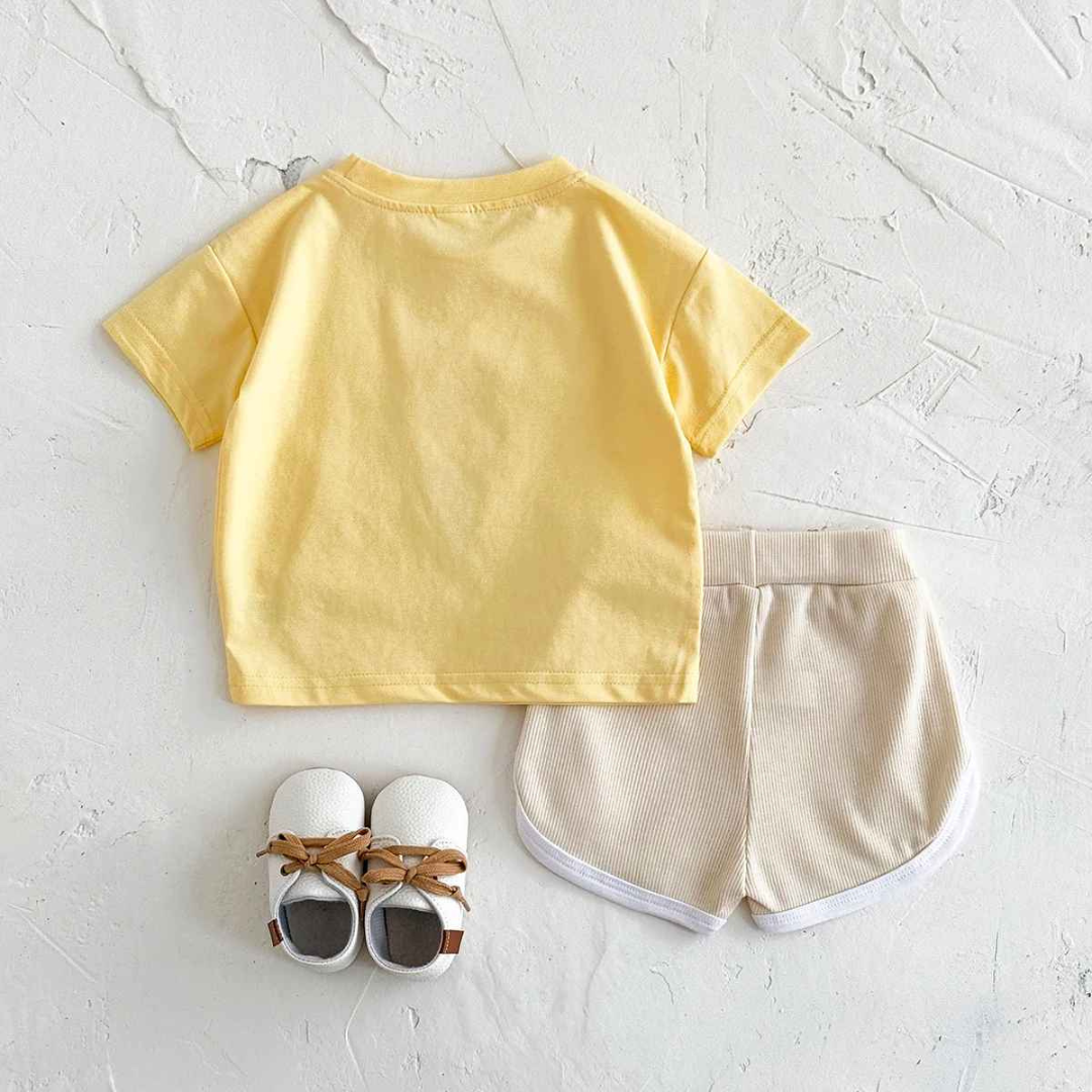 Conjunto Lazer Bebê Bordado Sorvete Camisa + Shorts 2 Peças - Ruthammy