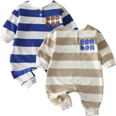 Kit Macacão Listrado Recém-Nascidos Algodão 2 Peças - Willian