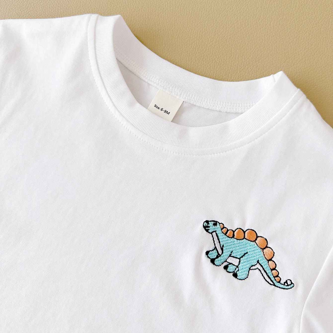 Conjuntos de Verão Camiseta Bordada de Dinossauro  2 peças - Saffari2