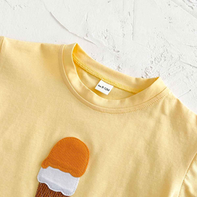 Conjunto Lazer Bebê Bordado Sorvete Camisa + Shorts 2 Peças - Ruthammy