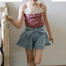 Shorts Jeans com Cinto Estilo Princesa Vintage de Verão - Valentina