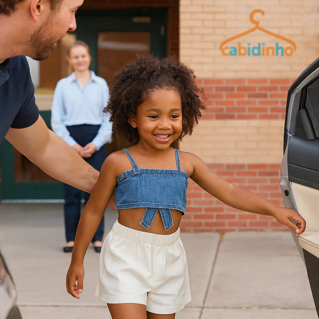 Conjunto de Top Jeans de Alça + Shorts Saia Infantil - Jussy