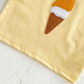 Conjunto Lazer Bebê Bordado Sorvete Camisa + Shorts 2 Peças - Ruthammy