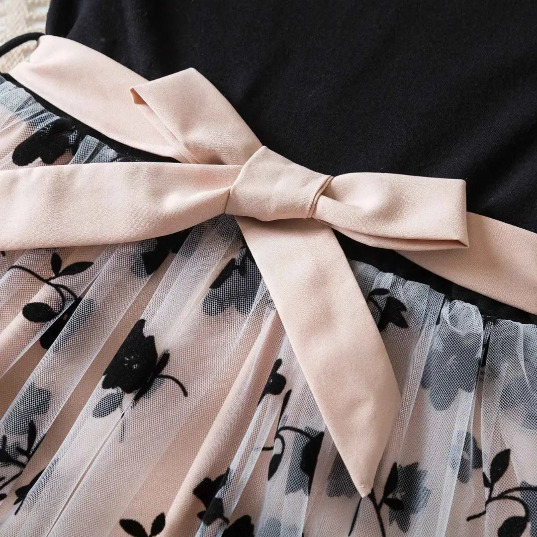 Kit Vestido Infantil Floral com Tule e Babados - Sophia