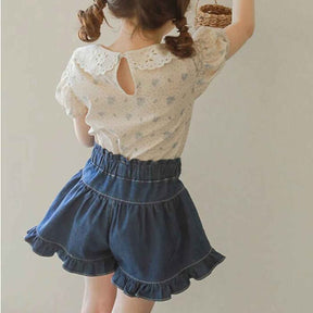 Shorts Jeans com Cinto Estilo Princesa Vintage de Verão - Valentina