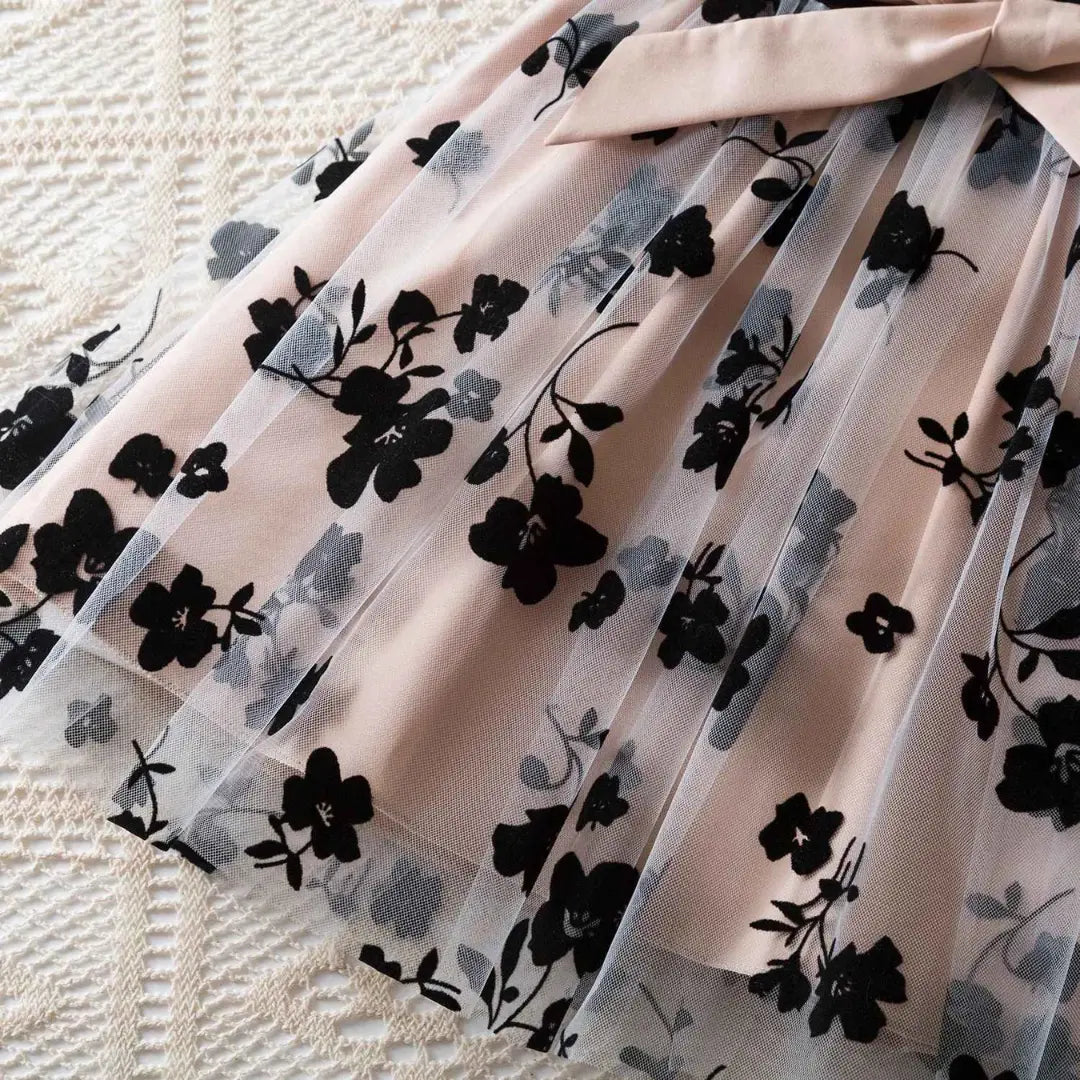 Kit Vestido Infantil Floral com Tule e Babados - Sophia