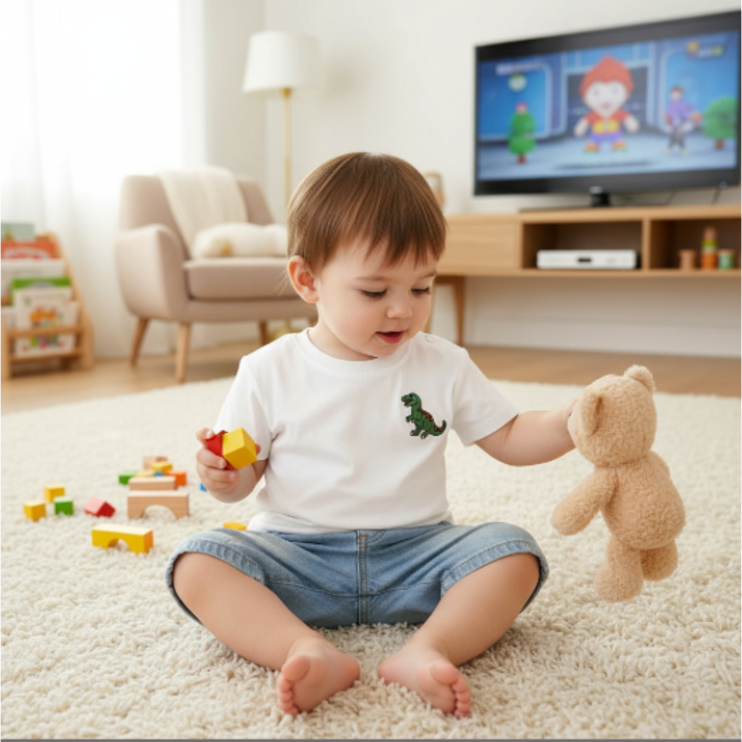 Conjuntos de Verão Camiseta Bordada de Dinossauro  2 peças - Saffari2