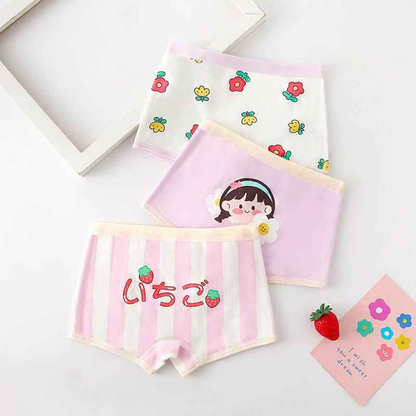 Kit Calcinha Crianças Floral 3 Peças  - Cabintima
