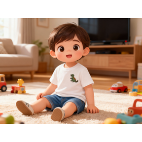 Conjuntos de Verão Camiseta Bordada de Dinossauro  2 peças - Saffari2