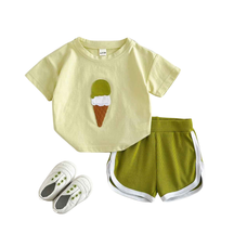 Conjunto Lazer Bebê Bordado Sorvete Camisa + Shorts 2 Peças - Ruthammy