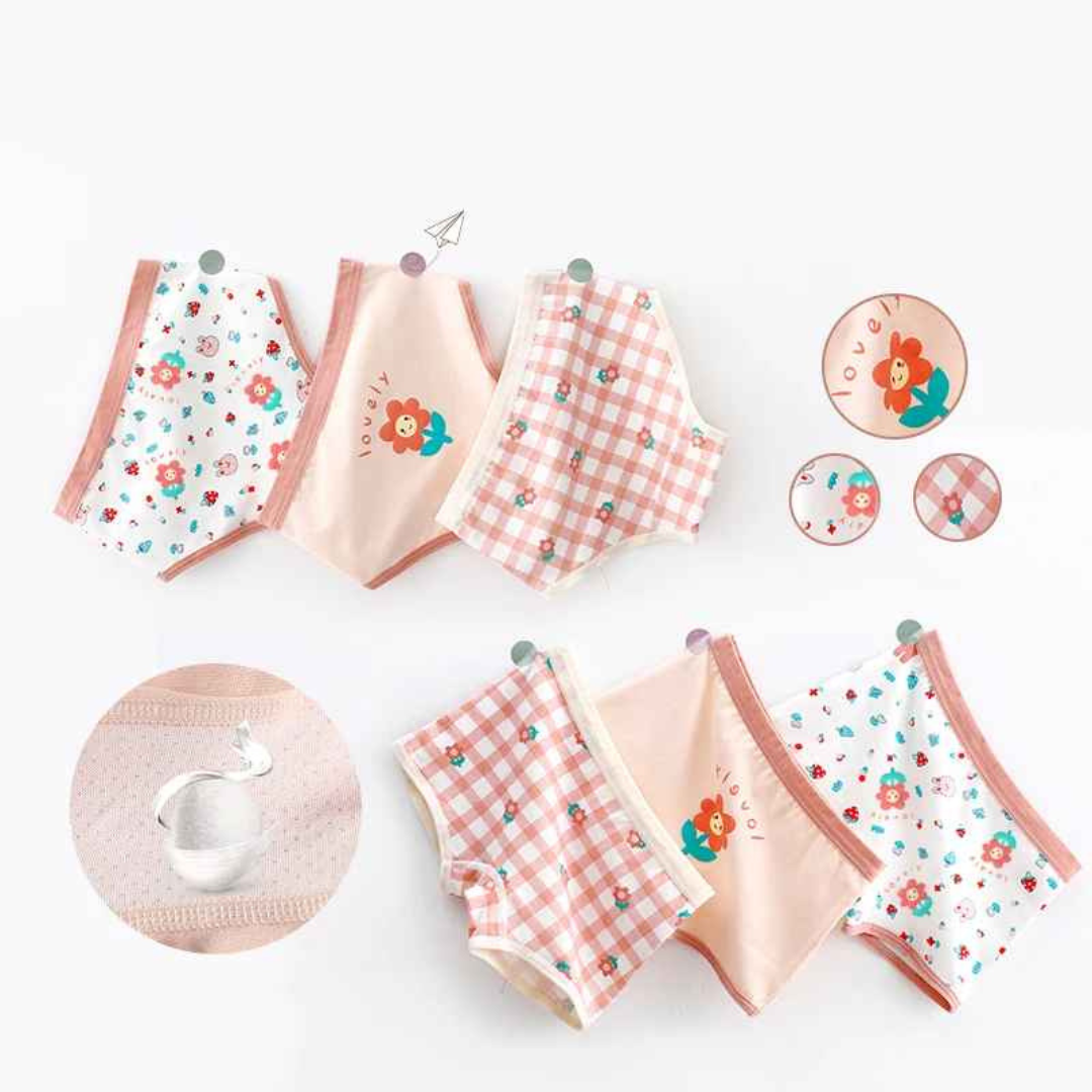 Kit Calcinha Crianças Floral 3 Peças  - Cabintima