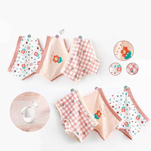 Kit Calcinha Crianças Floral 3 Peças  - Cabintima