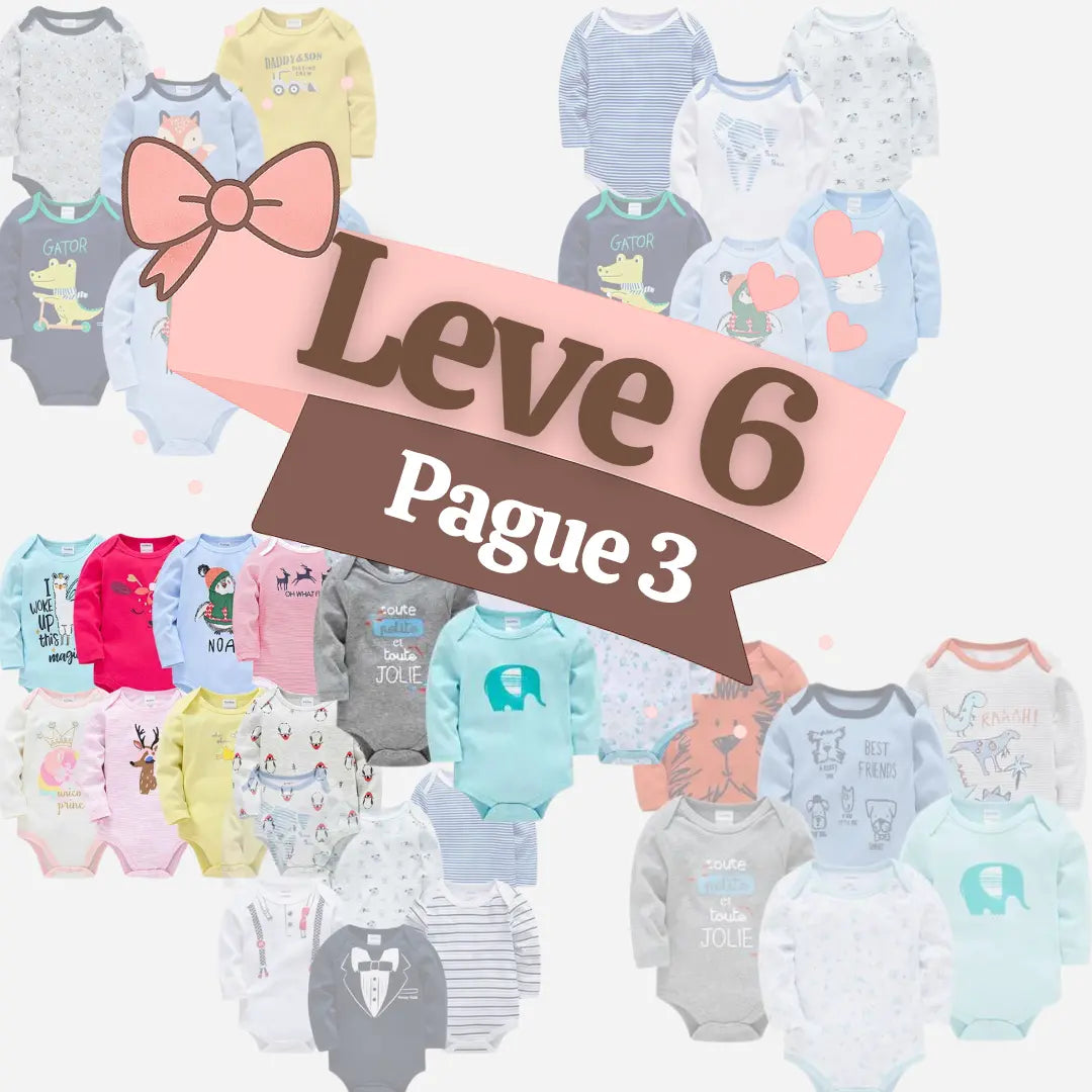 Kit Bodysuit Algodão Manga Longa Compre 6 Pague 3 - Kayky