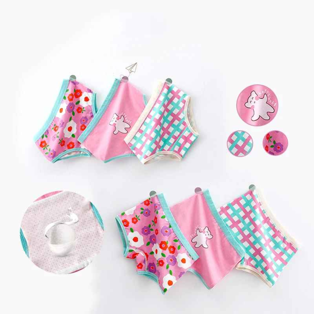 Kit Calcinha Crianças Floral 3 Peças  - Cabintima