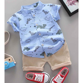 Conjunto de Shorts Manga Curta Com Estampa Para Bebês - Greide