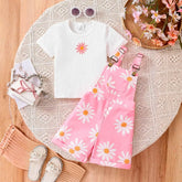 Conjunto Camiseta Branca e Bermuda Suspensório Casual Manga Curta - Asled