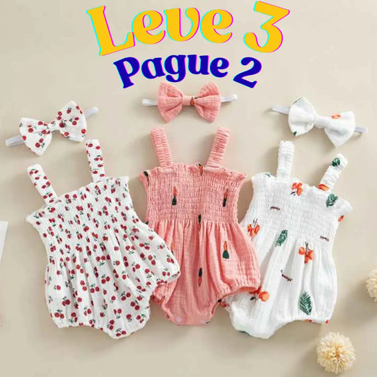 Conjunto Macacão sem Mangas com Estampa Recém-Nascido - Leve 3 Pague 2 - Cocco