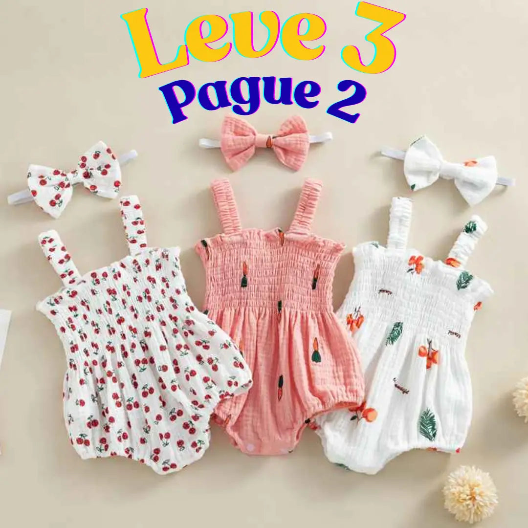 Conjunto Macacão sem Mangas com Estampa Recém-Nascido - Leve 3 Pague 2 - Cocco