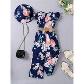 Macacão Infantil com Chapéu Manga Voadora Casual Elegante - Vitoria