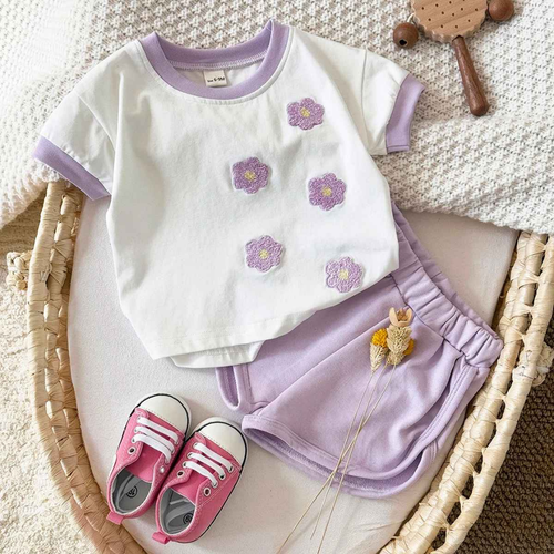 Conjunto de Roupas Bordado em Flor 2 Peças - Patry