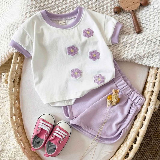 Conjunto de Roupas Bordado em Flor 2 Peças - Patry