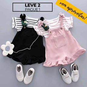 Conjunto Camiseta + Shorts Suspensórios Leve 2 Pague 1 - Faustina