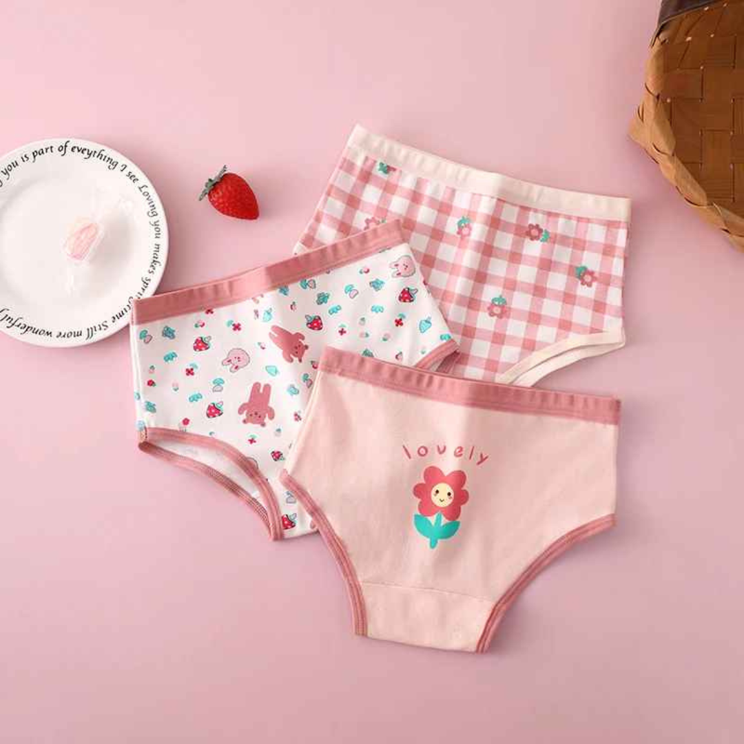 Kit Calcinha Crianças Floral 3 Peças  - Cabintima