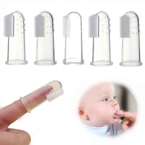 Escova de Dentes e Massageadora de Silicone Transparente 5 Peças -  Clarin