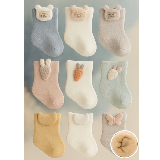 Kit Meias Macias e Confortável dos Desenhos Animados Coelho 3 Pares - Terry