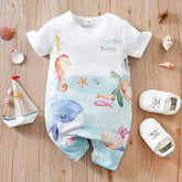 Macacão de Bebê de Manga Curta  Animal Marinho Confortável e Macio - Babysurf