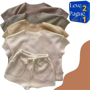 Conjunto Verão Camiseta Manga Curta e Shorts Leve 2 Pague 1 - Shellby