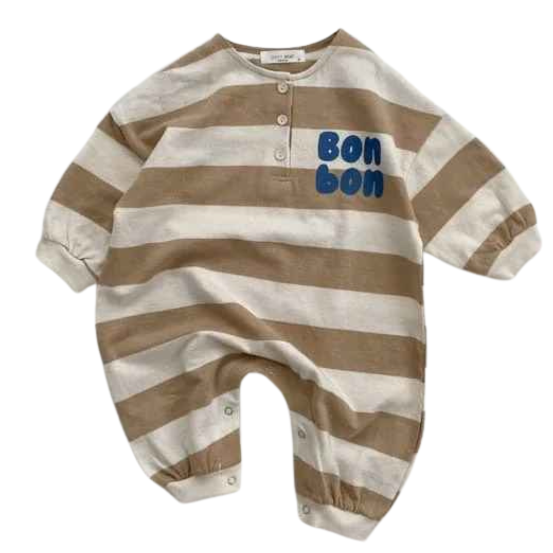 Kit Macacão Listrado Recém-Nascidos Algodão 2 Peças - Willian