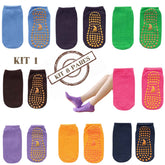 Kit Meias Antiderrapantes Algodão Elasticidade 8 Pares - Sockfoot