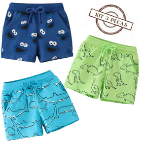 Kit Shorts Bermuda Infantil 3 Peças - Jabutis