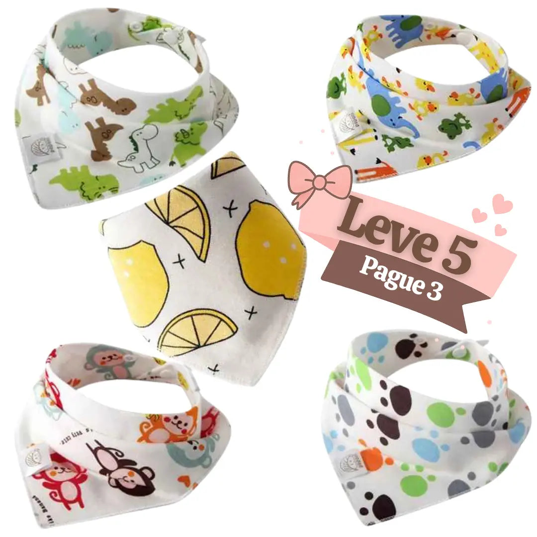 Kit Babadores para Bebê de Algodão Chicos - Leve 5 Pague 3