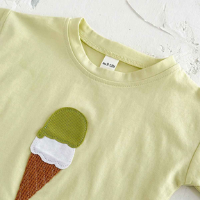 Conjunto Lazer Bebê Bordado Sorvete Camisa + Shorts 2 Peças - Ruthammy