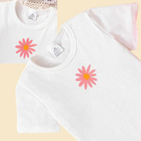 Conjunto Camiseta Branca e Bermuda Suspensório Casual Manga Curta - Asled